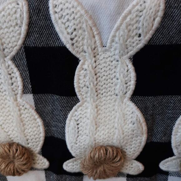 Table Runner Buffalo Check Black White Bunnies 72" Long - Picture 2 of 7